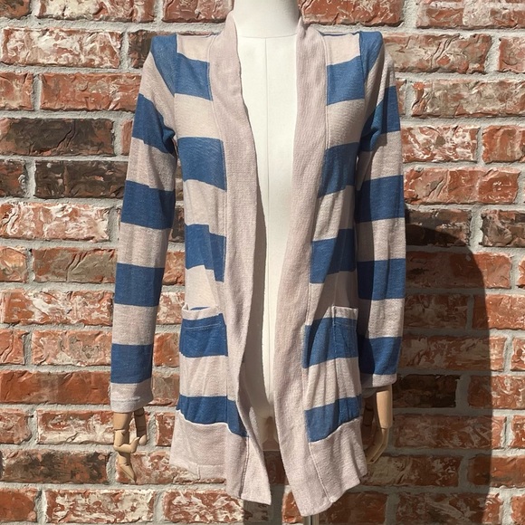 Splendid Sweaters - Splendid blue and tan striped open cardigan sweater / S / Excellent condition